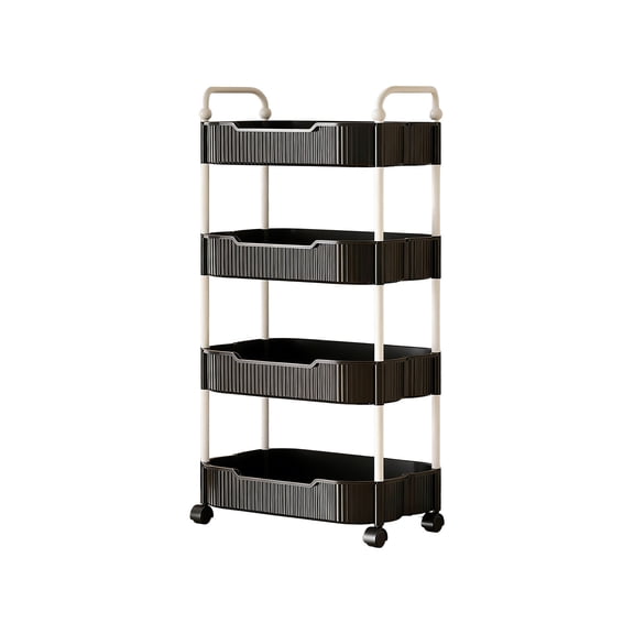 Fasiaou 4-Tier Rolling Cart with Wheels,Multifunction Utility Storage Carts, Kitchen Storage Organizer,Mobile Shelving Unit for Bathroom,Laundry,Black