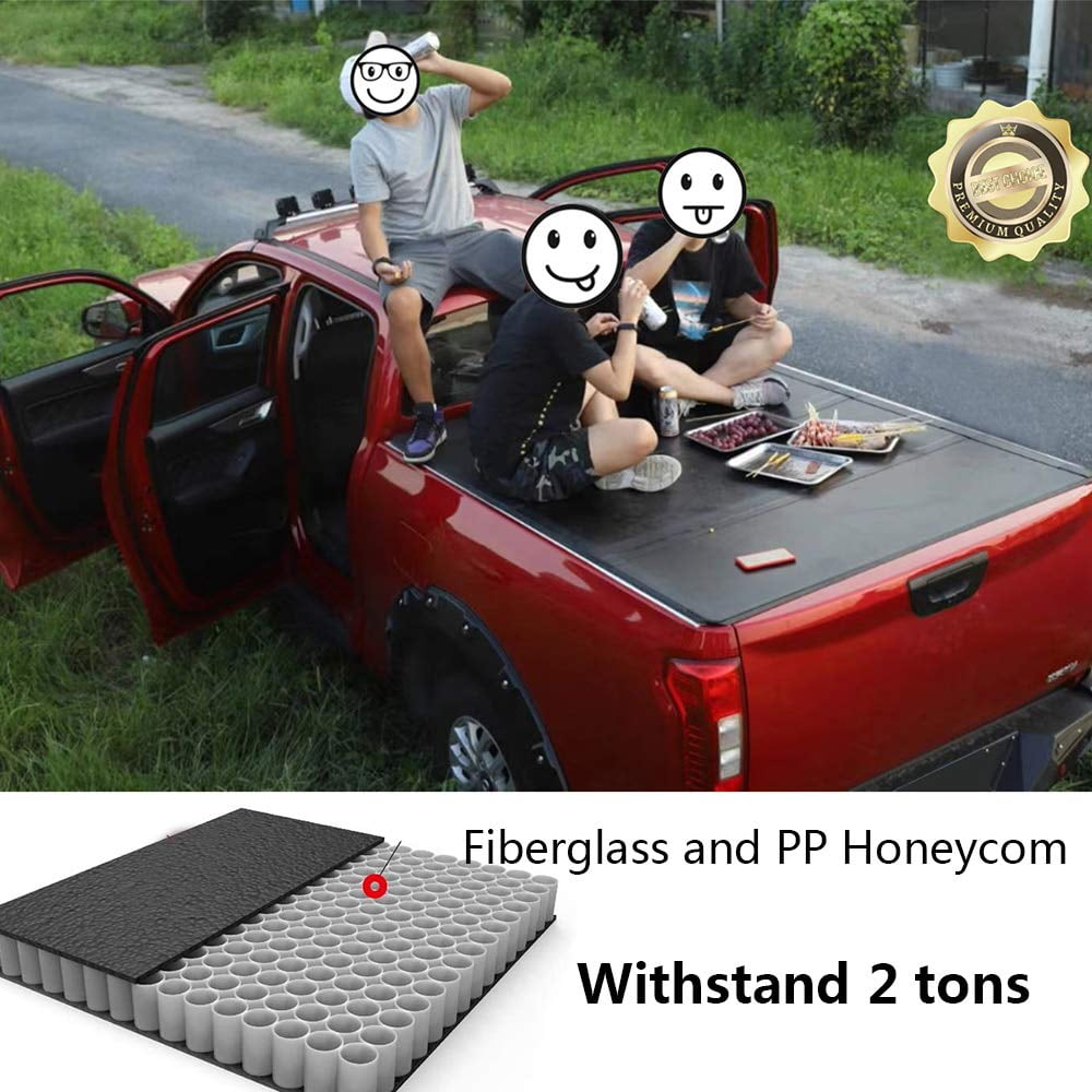 5'8" Truck Bed Tonneau Cover Hard Quad-Fold Truck Bed Cover Fits for 2007-2021 Silverado Sierra 1500