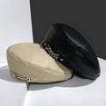 thumbnail image 4 of Women Hat Solid Color Vintage Chain Faux Leather Winter Beanie for Daily Wear, 4 of 10