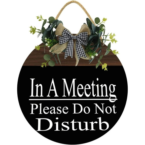 Eveokoki 12" In A Meeting Please Do Not Disturb Sign,Wood Hanging Sign Home Office Meeting Door