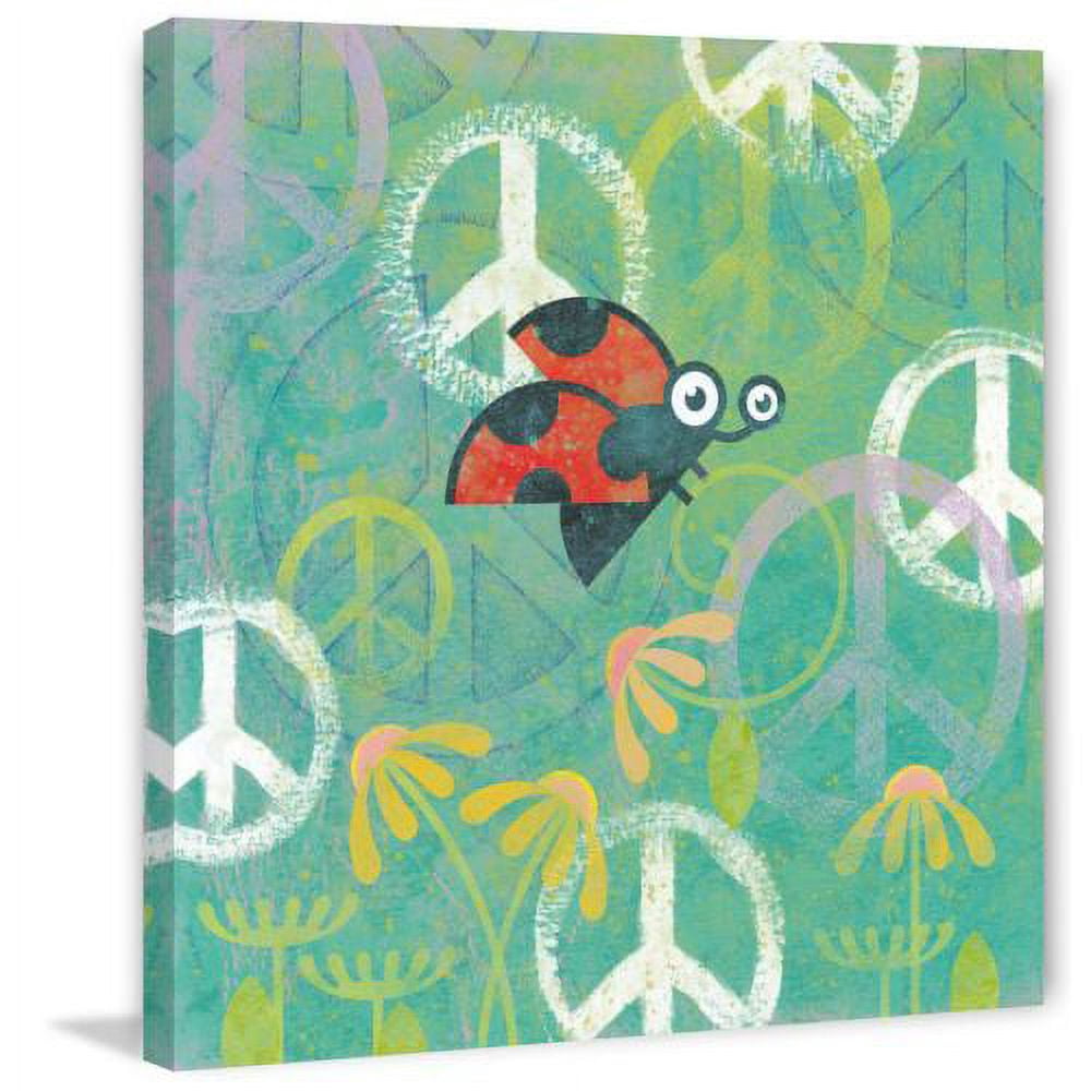 "Peace Sign Ladybugs IV" Painting Print on Wrapped Canvas