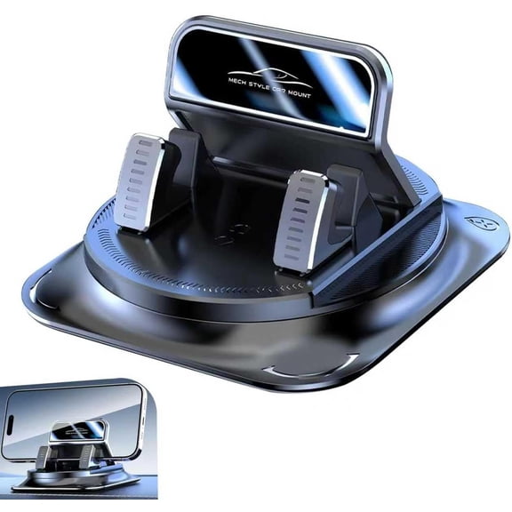 360 Degree Rotation Car Phone Holder, Non-Slip Dashboard Navigation Bracket with One-Hand Operation, Stable Anti-Scratch Automotive Dash Cell Phone Mount for Most Cars (Black)