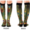 thumbnail image 2 of GZHJMY 1 Pair Peacock Feather Compression Socks for Women Men, Knee High Stocking for Running,Athletic,Medical, 2 of 7