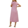 thumbnail image 3 of INSPIRE CHIC Women's Maternity Dress Maxi Short Sleeves Ruffled Pleating Pregnancy Dresses for Photoshoot Flowy Casual 2026 Summer L Pink, 3 of 6