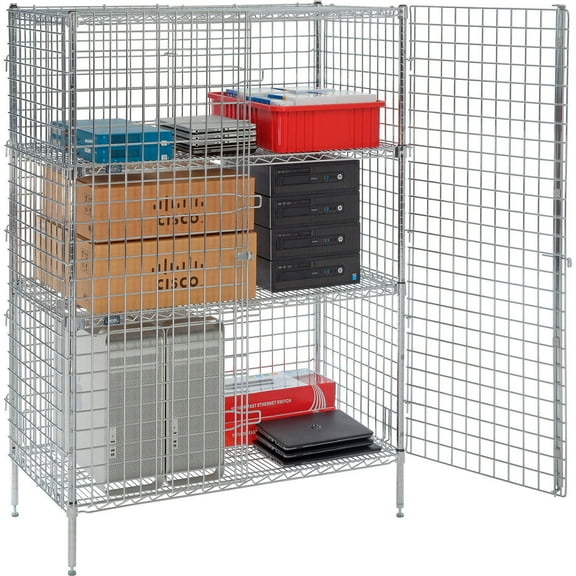 Nexel Security Wire Shelving Unit 2 Quick Adjust Shelves 48""Wx18""Dx66""H Chrom