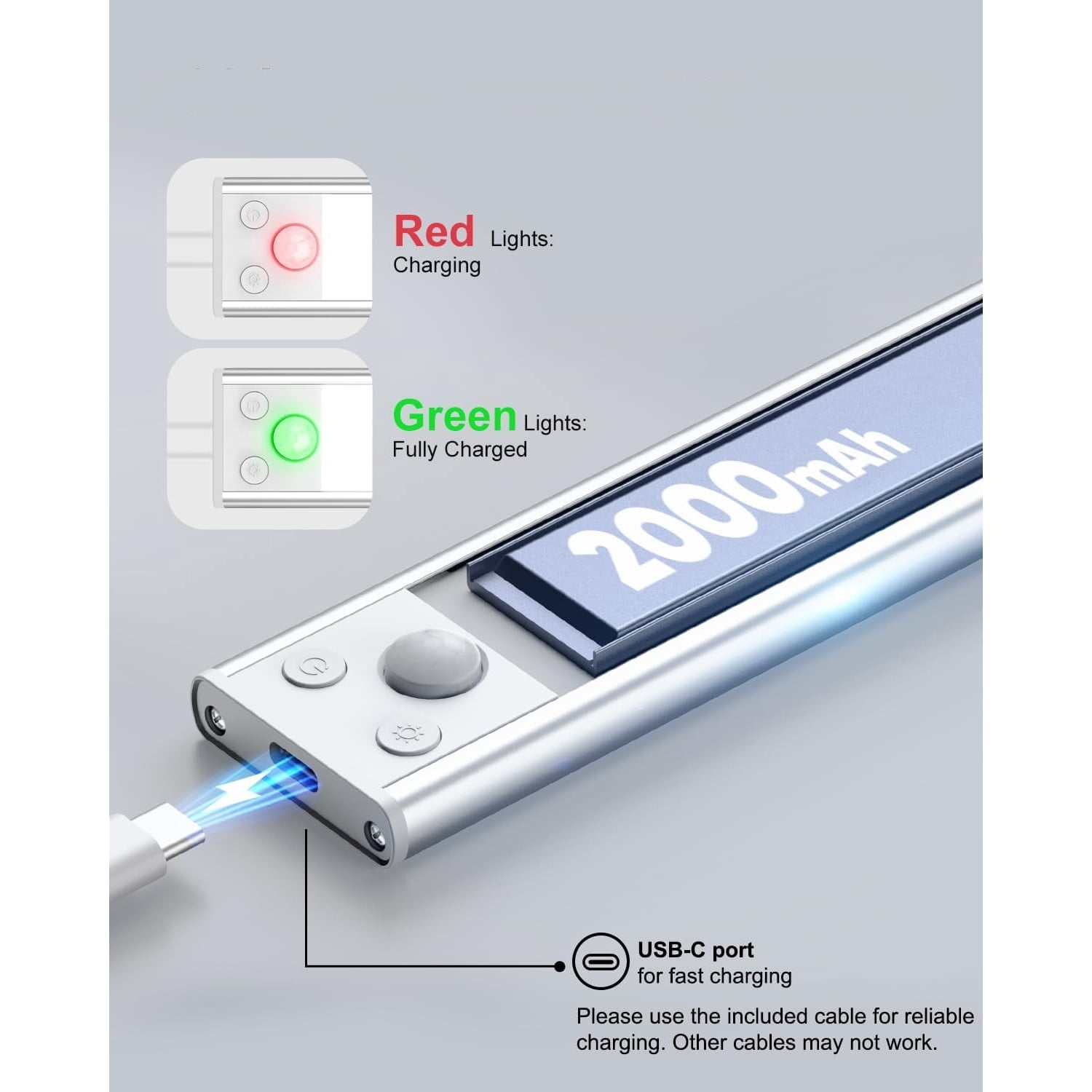 5-Pack Under Cabinet Lighting, 68LED 2000mAh Rechargeable Battery Operated Motion Sensor Light Indoor, 3 Color Wireless Dimmable Closet Lights, Magnetic Under-Counter Light Fixtures for Kitchen, Home