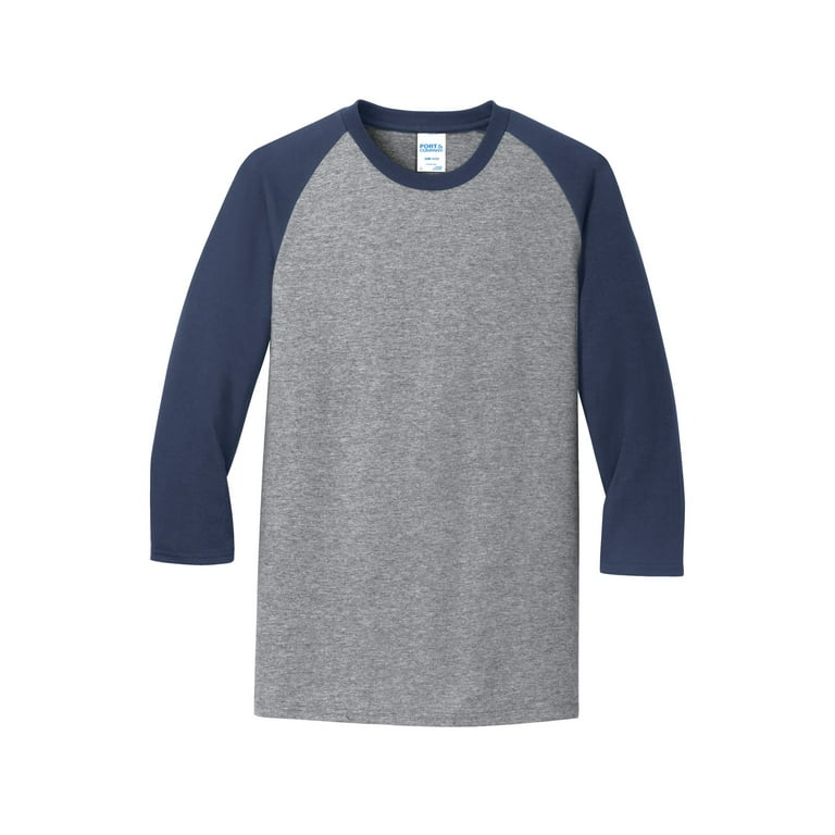 Port & Company Core Blend 3/4 Sleeve Raglan Tee-4XL (Athletic Heather/ Navy)