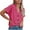 Hot Pink, variant on HAiming Womens Summer Tops 2025 Knit Button down Shirts Casual Solid V Neck Short Sleeve Loose Dressy Blouses