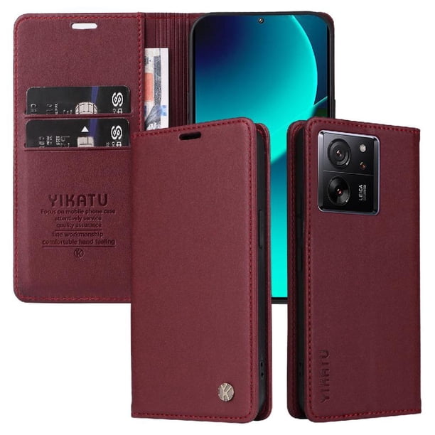 Funda para Xiaomi 13T/13T Pro Estuche de Cuero PU Tipo Cartera con Ranuras para Tarjetas y Cierre Magnético