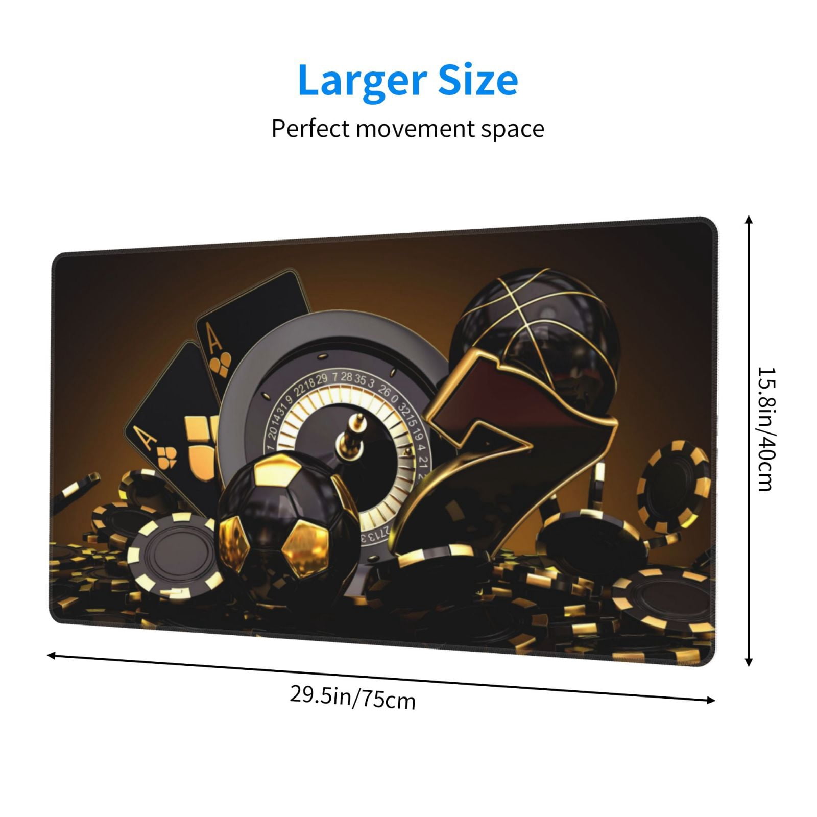 Rateoe Casino Cards Print Mouse Pad - Extended Large Gaming Mousepad,Non-Slip Stitched Edge,16x29.5 Inch