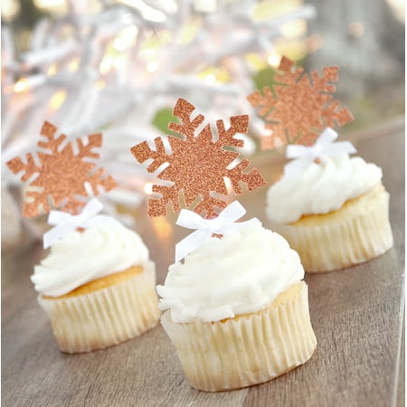 - Snowflake Cupcake Picks 12CT. Glitter Rose Gold Snowflake Toppers. Winter Onederland Cupcake Toppers.