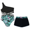 thumbnail image 4 of YONGHS Kids Girls 2 Piece Sport Rash Guard Swimwear One Shoulder Swimsuit Shorts Bathing Suit Lily 10, 4 of 7