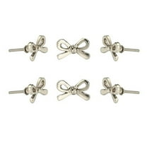 Perilla Home Set of 6 Bow Knobs Decorative Knobs for Home Kitchen Cabinet Hardware Cupboard Glass Door Dresser Wardrobe and Drawer Pulls (Silver)