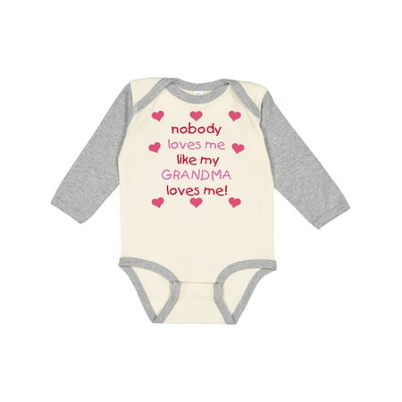 

Inktastic nobody loves me like my GRANDMA loves me! Gift Baby Girl Long Sleeve Bodysuit