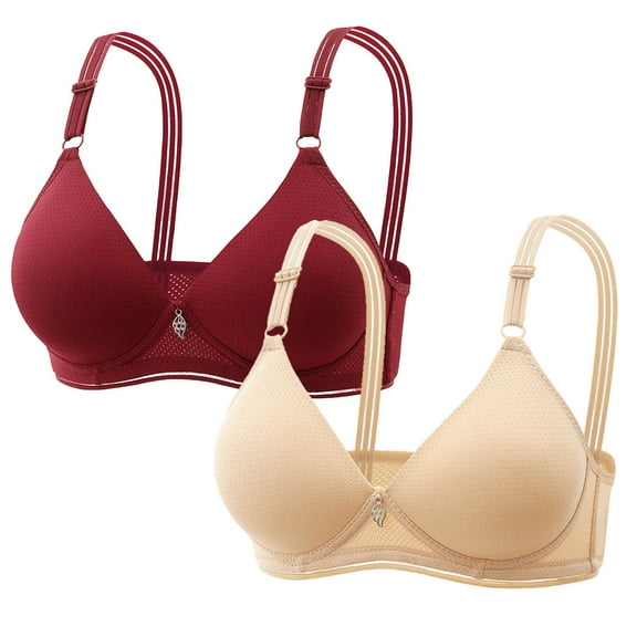 ameIAEA 2 Pack Bras for Women No Underwire Push Up Bralette Everyday Wear Comfort Wire Free Full Support Bras