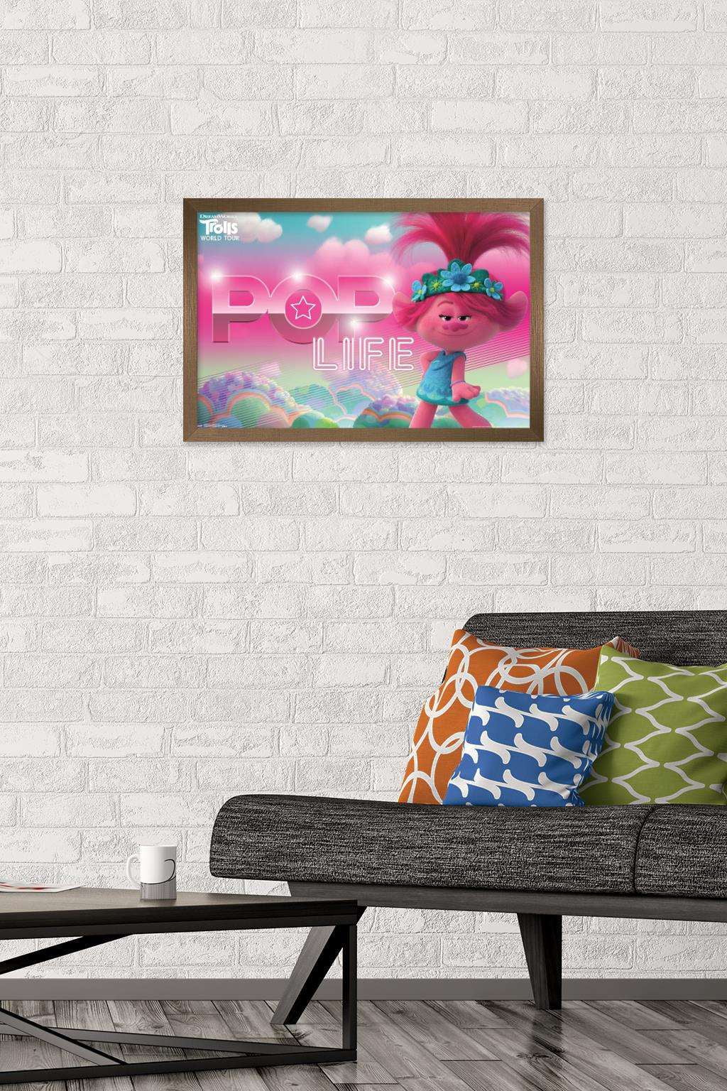DreamWorks Trolls 2 - Pop Life Wall Poster, 14.725" x 22.375", Framed