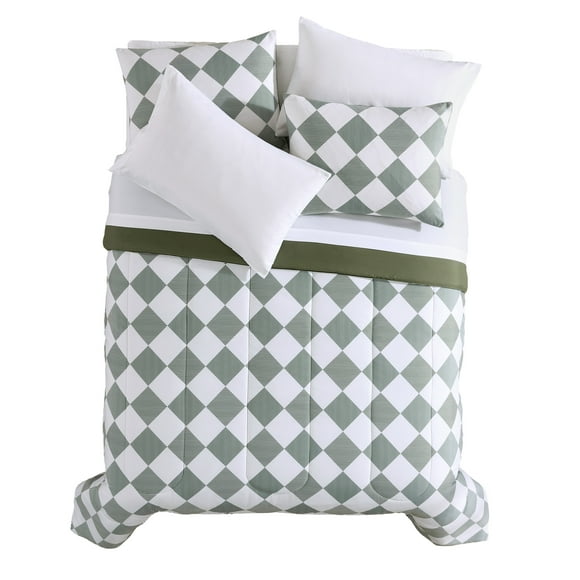 Mainstays Checkers 7-Piece Bed in a Bag Set, Queen – Back to School!