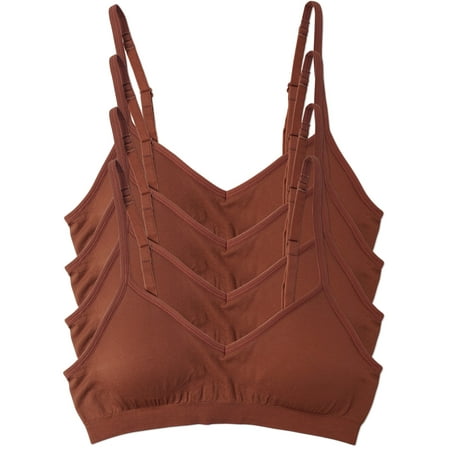 

Kalon 4 Pack Women s Demi Wireless Padded Bralette Hook and Eye Bra Back (X-Large Dark Caramel)