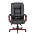 thumbnail image 3 of Scranton & Co Faux Leather High Back Executive Office Chair in Black/Mahogany, 3 of 6