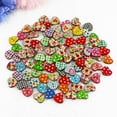 thumbnail image 2 of HEVIRGO 100Pcs Multicolor Heart Shaped 2 Holes Wood Sewing Scrapbooking Buttons, 2 of 10