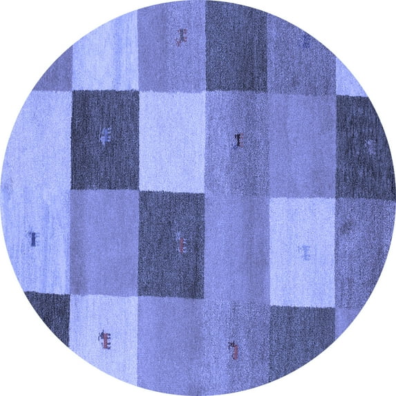 Ahgly Company Indoor Round Abstract Blue Contemporary Area Rugs, 6' Round