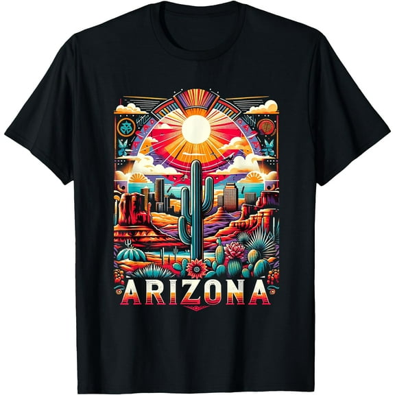 Arizona State AZ Retro Desert Cactus Family Vacation Unisex T-Shirt for Men Women Kids Toddler