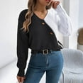 thumbnail image 2 of Fartey Fashion Color Block Sweater for Women Fall Winter V Neck Chunky Knit Pullover Sweaters Loose Fit Long Sleeve Drop Shoulder Sweaters Black S, 2 of 9