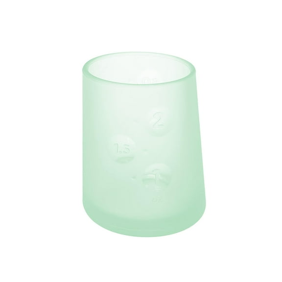 Olababy First Cup | Clear Sense 100% Silicone Infant Trainer Cup | 2oz Medicine Cup for Newborn | Non-Slip & Sloping Design for Tiny Hands & Baby Led Weaning (Mint, 1 Cup)