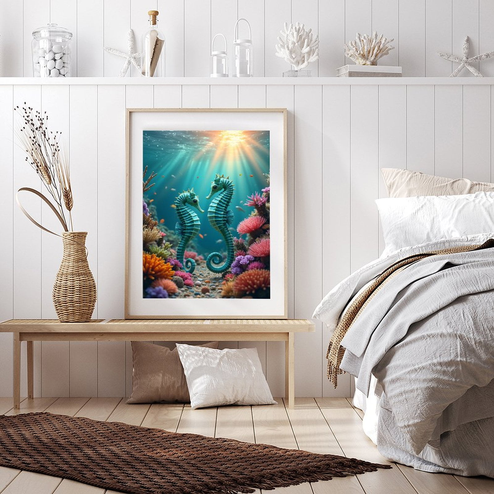 Diamond Art Kits for Adults - 5d Seahorses Coral Ocean Light Dance Diamond Painting for Adults, Diamond Art for Adults Beginners, Diamond Painting Kits for Adults for Home Wall Decor