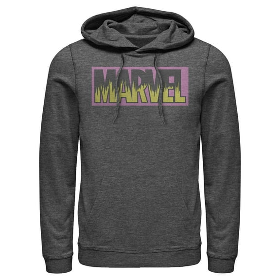 Men's Marvel Retro Distressed Neon Logo Pull Over Hoodie