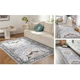 thumbnail image 3 of Yesurprise 2x6ft Vintage Boho Washable Runner Area Rugs - Floral Design for Kitchen & Bathroom - Oriental Distressed Non-Slip Low-Pile Area Rugs - Blue/Grey, 3 of 6