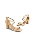 thumbnail image 3 of BURUDANI Women’s Ankle Strap Dress Heel Sandals High Heel Open Toe for Party Wedding NUDE-NUBUCK Size 10, 3 of 8