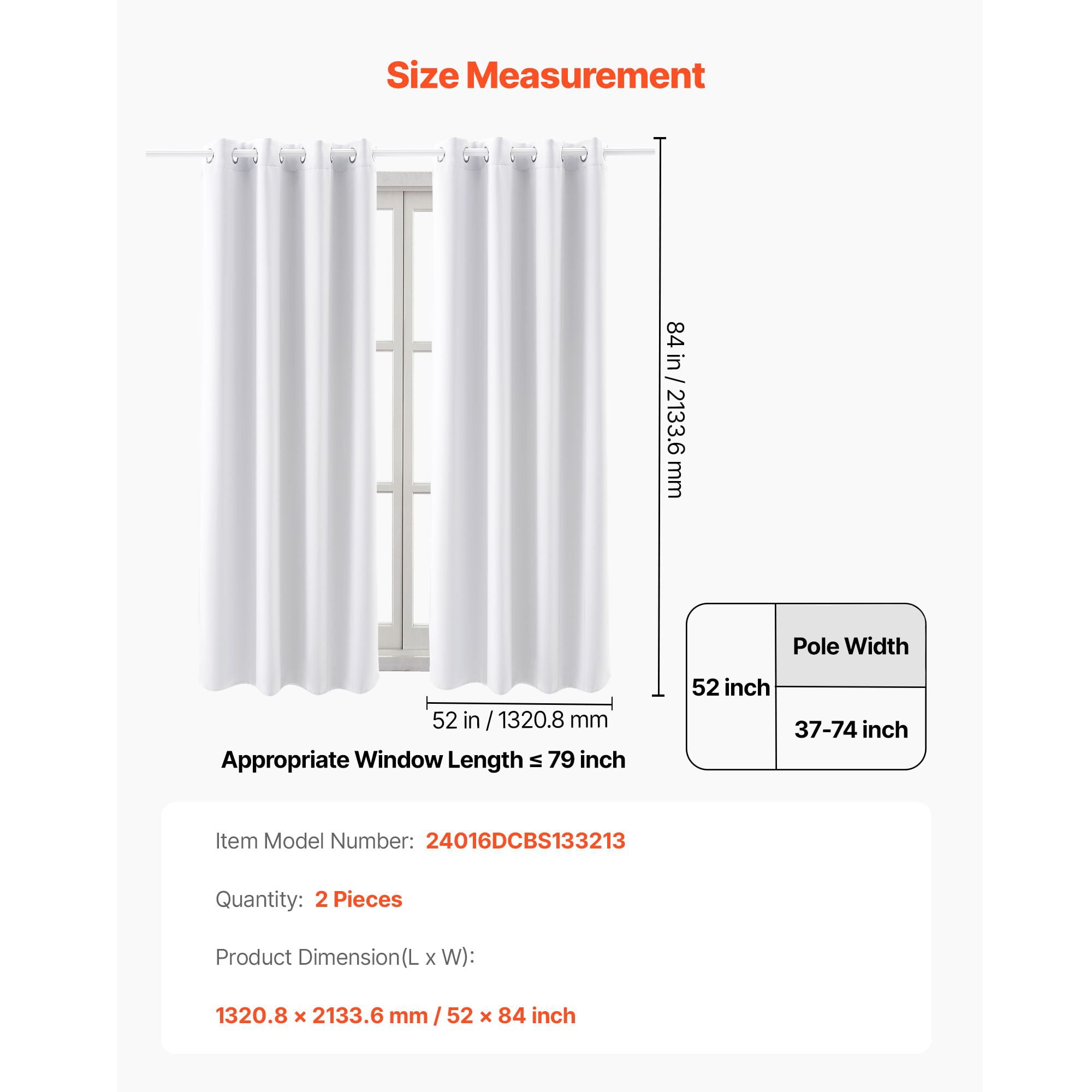 Blackout Curtains, White Blocking Drapes for Bedroom and Living Room, 2 Panels Set Grommet Room Darkening Curtain, Solid Thermal Insulated Drapes, Noise Reducing Window Treatments, 52x84 inch