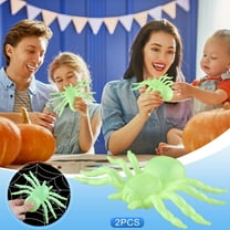 HomeDM 2pcs Glow in The Dark Spiders Halloween Giant Spider Decorations Fake Scary Spider for Indoor Outdoor Yard Lawn Wall Home Porch House Halloween Decoration Prank Props