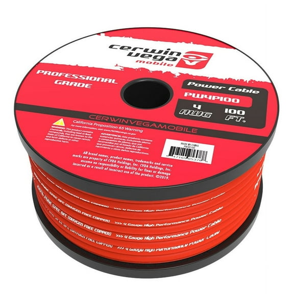 4 Gauge OFC Power Wire Frost Red 100FT Spool - PW4P100