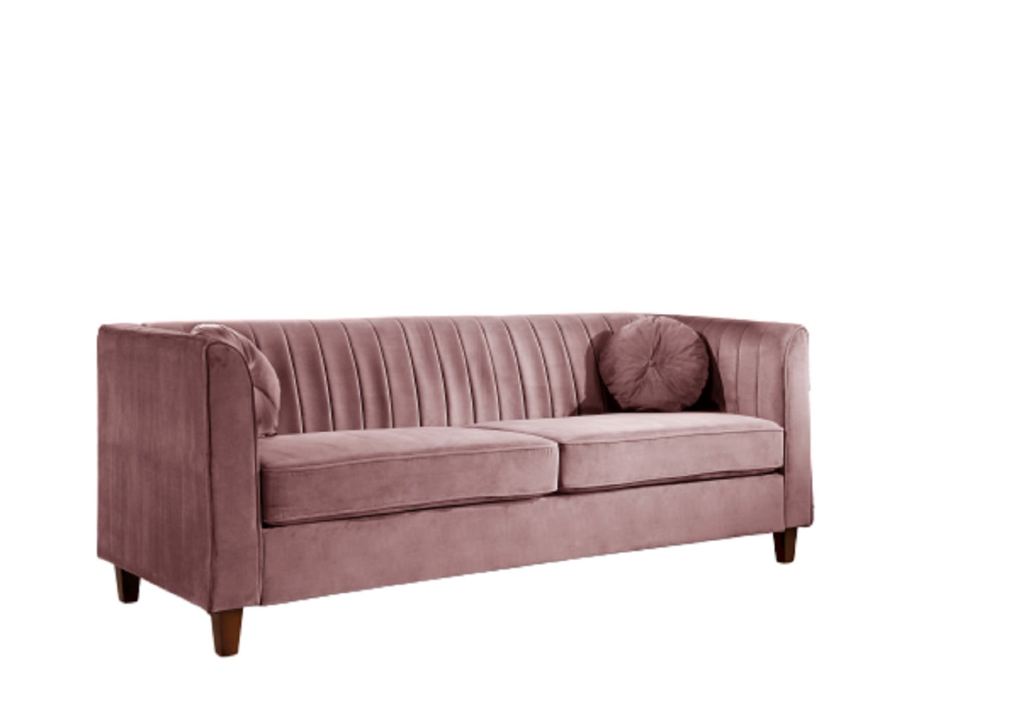 Uspridefurniture Arcola 80.7'' Velvet Rolled Arm Loveseat,Pink
