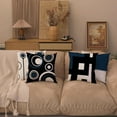 thumbnail image 3 of Set of 4 White Black Navy Blue Modern Abstract Geometric Throw Pillow Covers 18x18 Inches Decorative Cushion Pillow Cases Square Pillowcases for Bed Sofa, 3 of 6