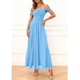 thumbnail image 4 of PRETTYGARDEN Womens Off Shoulder Maxi Summer Dresses Elegant Mesh Aline Swing Ruched Flowy Cocktail Wedding Guest Dress, 4 of 9