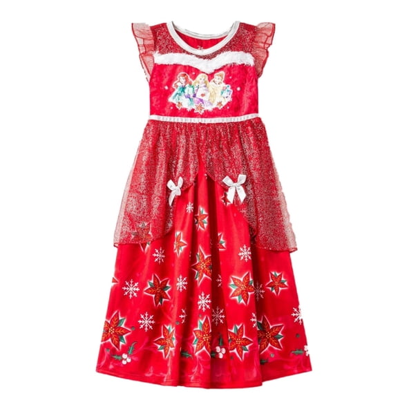 Disney Toddler Girls Princess Ariel Rapunzel Belle Glitter Holiday Nightgown