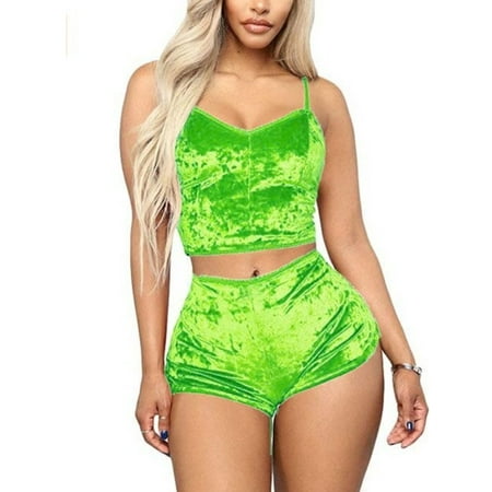 

Women Sexy 2Pcs Lingerie Velvet Crop Top+Shorts Set Sexy Babydoll Underwear Sleepwear