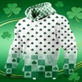 thumbnail image 2 of Ludearly St. Patrick's Day Hoodies for Men Irish Shamrock Casual Clover Graphic Waffle Knit Pullover Casual Shirt Holiday Outfit Light Green1&XXXXL, 2 of 4