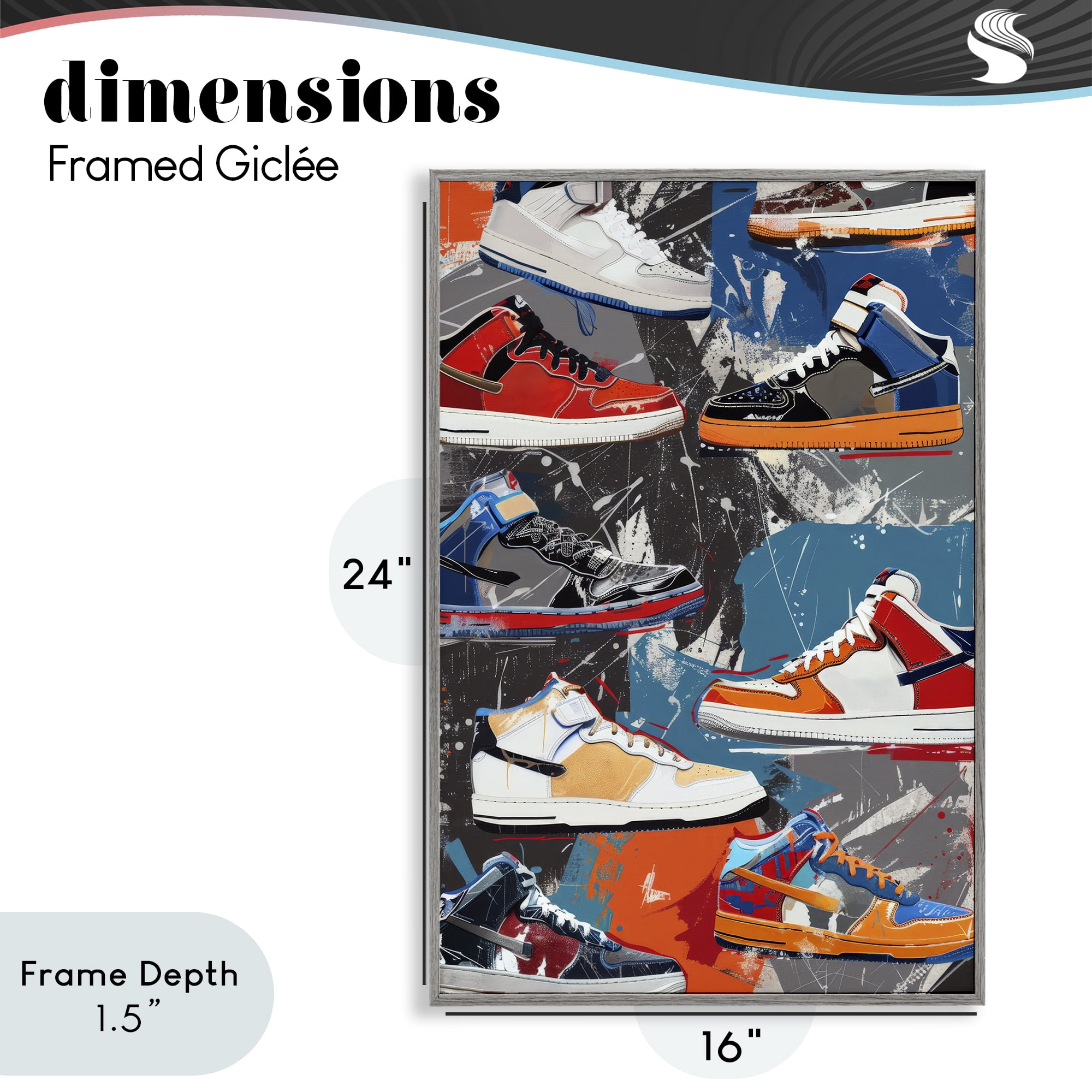 Stupell Industries Stylish Urban Shoe Collection Gray Framed Giclee Art, design by Ray Powers