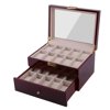 20 Grids Elegant Wood Wrist Watch Display Glass Jewelry Accessories Collection Storage Holder Gift Box Organizer,Red