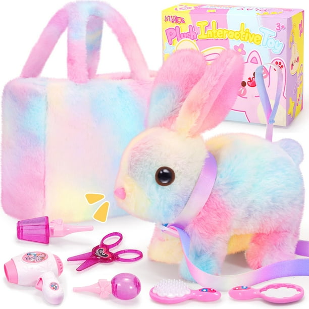 Juguete de conejito interactivo de peluche NINAOR con bolsa y accesorios