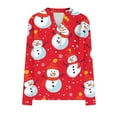 thumbnail image 5 of Craaazy Long Sleeve Tops for Women Christmas Printed V-neck Casual Button T-shirt Gifts, 5 of 7