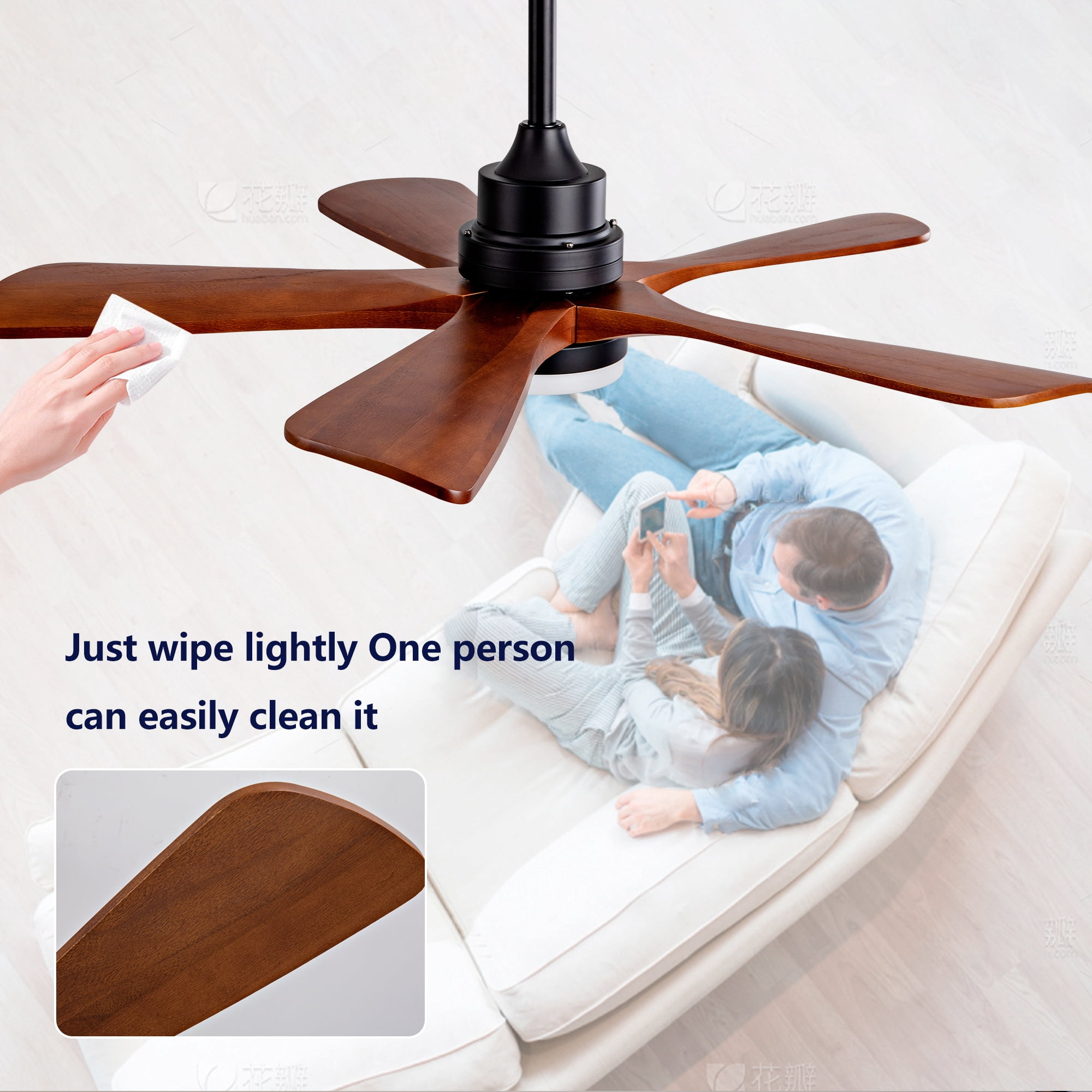 Ceiling Fan with Lights, 42 Inch Remote Control 5 Blades Outdoor Ceiling Fan for Patio Farmhouse Backyard, Antique Black