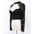 thumbnail image 5 of Douhoow Women Summer Elegant Lace Crochet Crop Top Long Sleeve Slim Blouse, 5 of 7