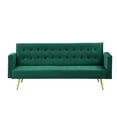 thumbnail image 3 of Removable Arm Loveseat Velvet Accent Sofa Furniture with Wooden Frame and Rose Gold Metal Feet, Upholstered Couch Sleeper Adjustable Backrest Couch Bed for Living Room - Green, 3 of 8