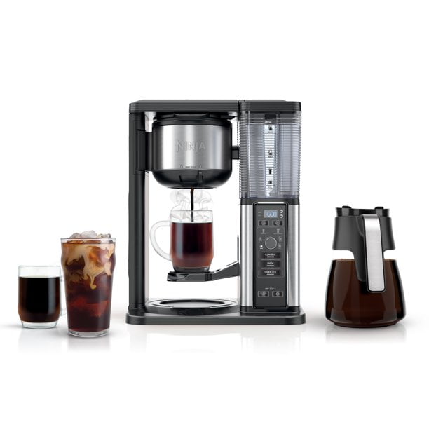 Ninja CM300 Hot & Iced Coffee Maker, Single Serve Coffee Maker, Drip Coffee, Stainless, Glass