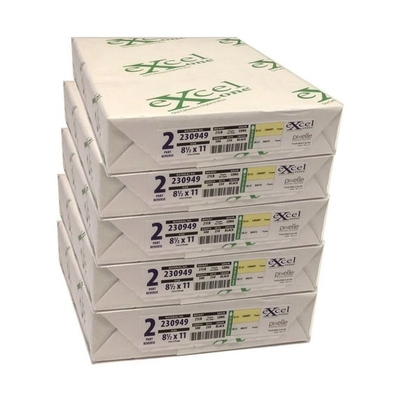 Excel One™ Carbonless 2-Part Reverse Paper (Canary / White), 8.5" x 11", (230949), 250 Sets Per Ream - Five (5) Reams (1250 Sets)